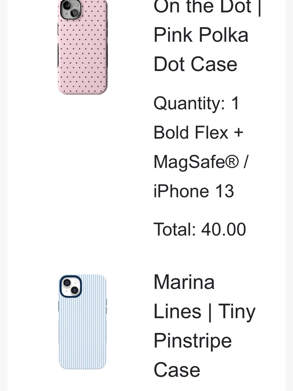 Apple Pink Polka Dot + Light Blue Pinstripe iPhone Case Duo